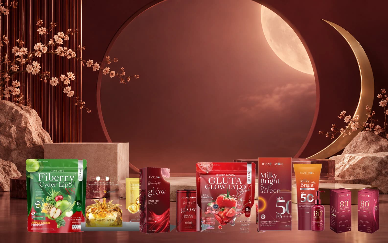 Jennie Moon skincare, body care, and wellness product lineup