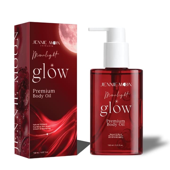 Jennie Moon Moonlight Glow Premium Body Oil product presentation