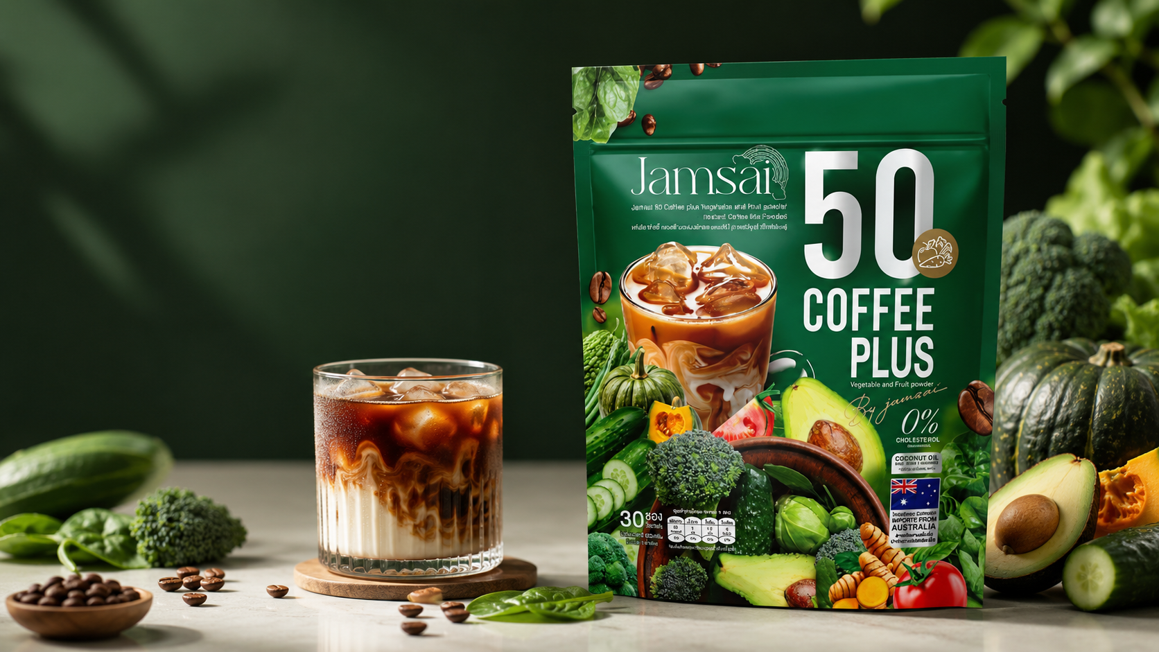 Jamsai 50 Coffee Plus functional coffee hero presentation