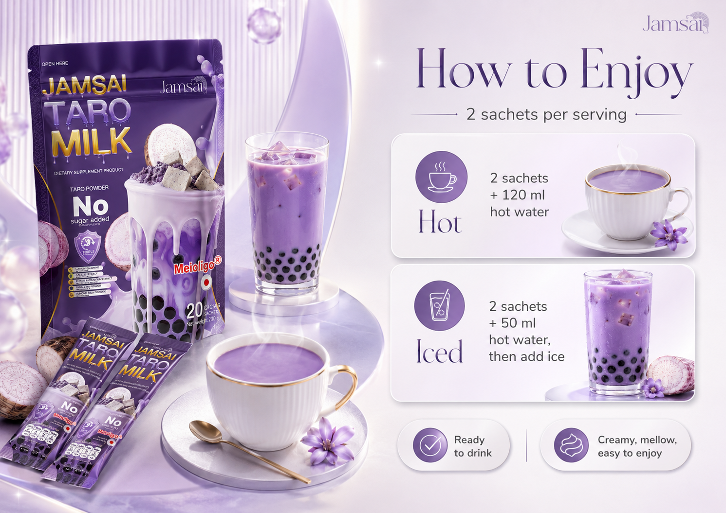 Jamsai Taro Milk serving presentation